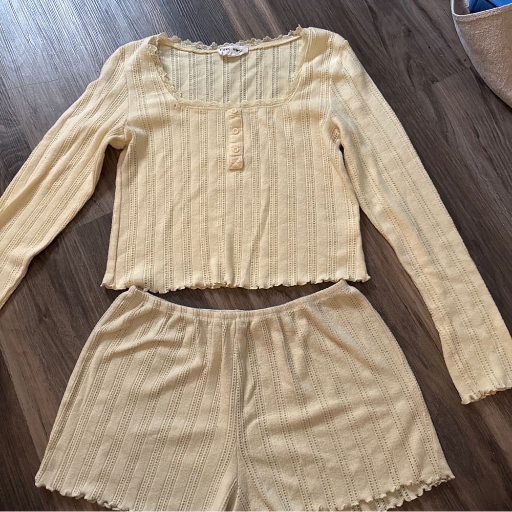 Pink Rose Light Yellow Women's Pajama Set